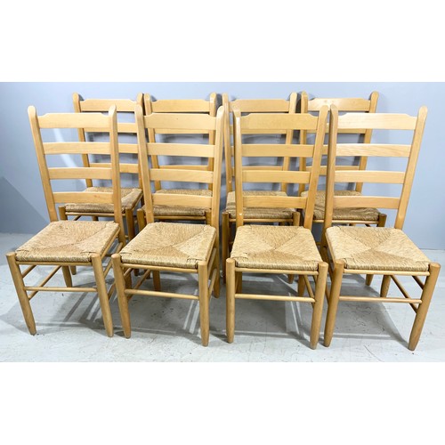 660 - EIGHT MODERN SHAKER STYLE LADDER BACK KITCHEN CHAIRS