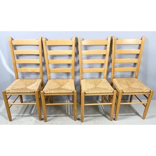 660 - EIGHT MODERN SHAKER STYLE LADDER BACK KITCHEN CHAIRS