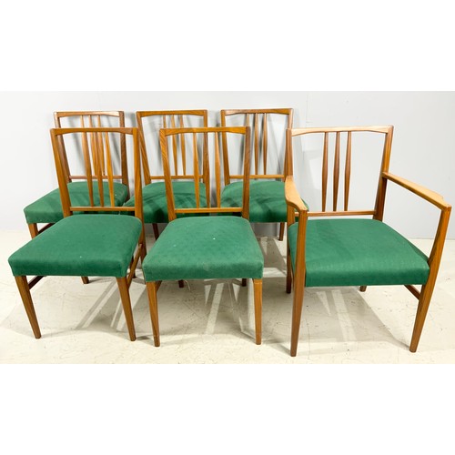 643 - SET OF 6  LATE CENTURY GORDON RUSSELL UPHOLSTERED DINING CHAIRS  5 MODEL X6408 SINGLE CHAIRS AND A  ... 