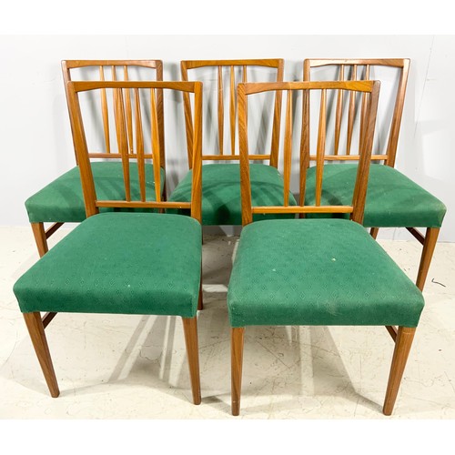 643 - SET OF 6  LATE CENTURY GORDON RUSSELL UPHOLSTERED DINING CHAIRS  5 MODEL X6408 SINGLE CHAIRS AND A  ... 