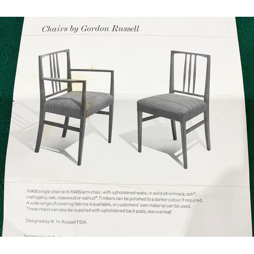 643 - SET OF 6  LATE CENTURY GORDON RUSSELL UPHOLSTERED DINING CHAIRS  5 MODEL X6408 SINGLE CHAIRS AND A  ... 