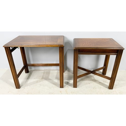 596 - TWO HARDWOOD OCCASIONAL TABLES LARGEST 61cm x 40cm