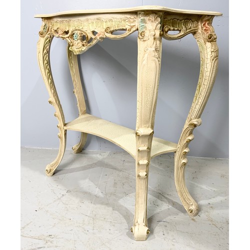 628 - PAINTED CONSOLE TABLE  WIDTH 75cmAND MATCHING MIRROR 84cm TALL