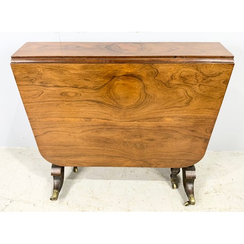 548 - GOOD QUALITY ANTIQUE ROSEWOOD SUTHERLAND TABLE WITH BRASS CASTORS 122cm x 77cm EXTENDED