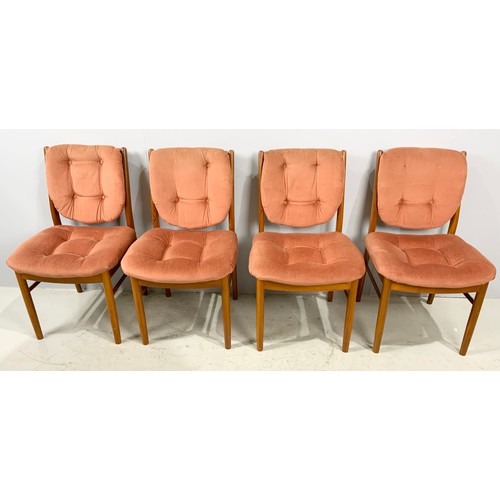 657 - SET OF 6, 4 + 2 CARVERS, MID. / LATE CENTURY UPHOLSTERED TEAK DINING CHAIRS TRADE ONLY, POSSIBLY DAN... 