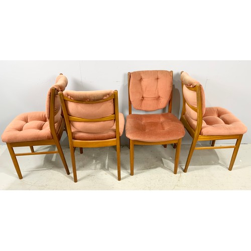 657 - SET OF 6, 4 + 2 CARVERS, MID. / LATE CENTURY UPHOLSTERED TEAK DINING CHAIRS TRADE ONLY, POSSIBLY DAN... 