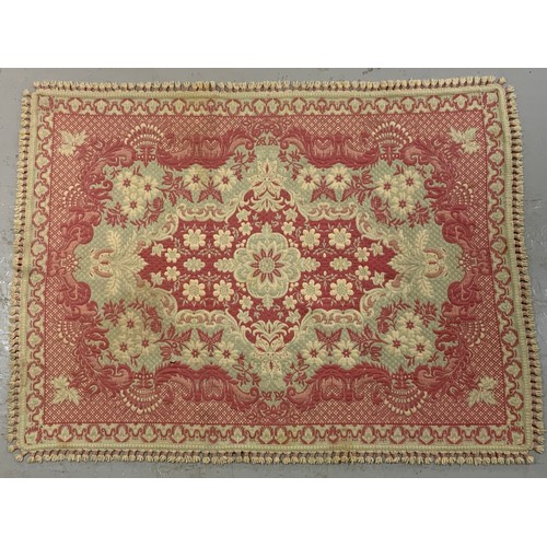 671 - RED & CREAM  RUG /CARPET   POSSIBLY PORTUGUESE ARRAIOLOS  234cm x 176cm