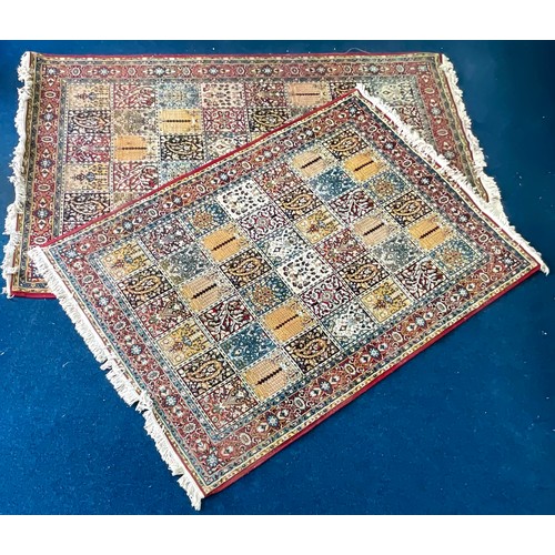 674 - TWO LARGE GARDEN DESIGN MACHINE MADE PERSIAN STYLE RUGS - APPROX DIMENSIONS 1) 240X166CM 2)290X188CM