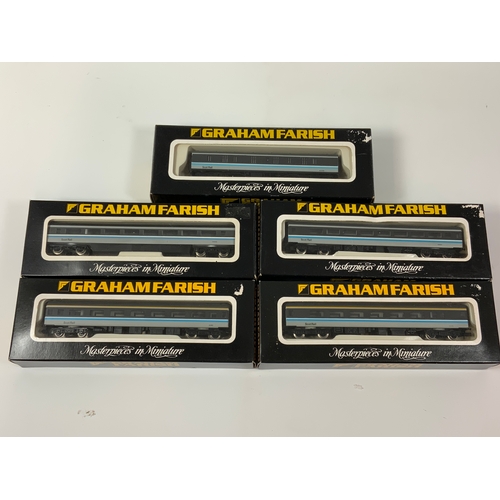 268 - GRAHAM FARISH N GAUGE COACHES, SCOTRAIL, 4 X MK3 PLUS A BG, ALL BOXED