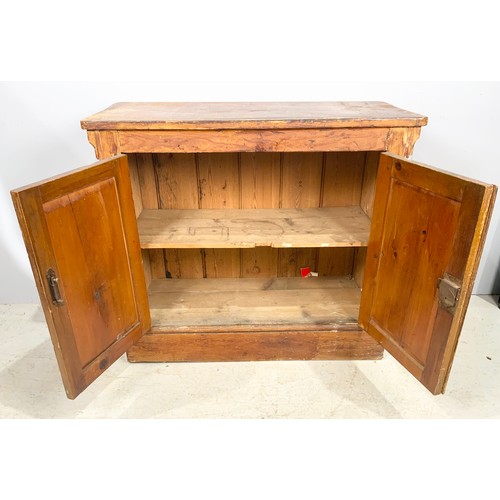 606 - PINE CABINET WITH DOUBLE DOORS WIDTH 98cm