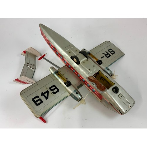 214 - TOMIYAMA TIN VERTICAL LINER, SR-649, U/B HAS ALL ROTORS, PROPELLERS, TAILPLANE LOOSE, HAS ALL WHEELS