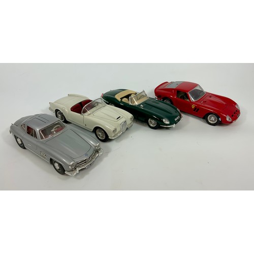 97 - BURAGO, 4 U/B MODELS, LANCIA AURELIA, FERRARI GTU, JAGUAR E-TYPE, MERCEDES 300S