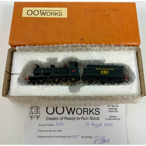 513 - 00 WORKS, BOXED 00 GAUGE HAND BUILT SPECIALIST MODEL, SR 0-6-0 C CLASS  0-6-0 SOUTHERN 280 LINED BLA... 