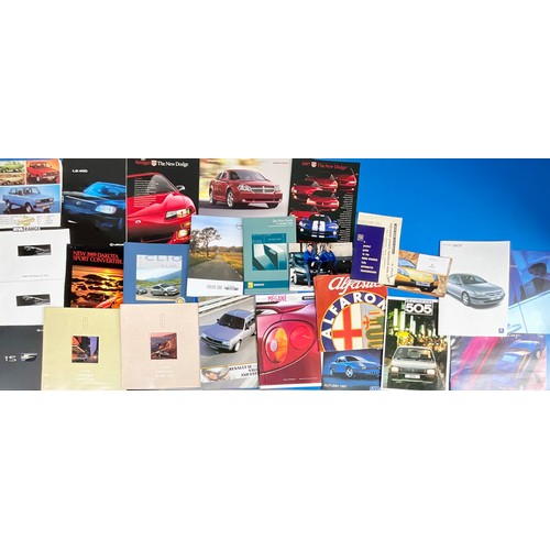 38 - GOOD SELECTION OF MOTOR CAR BROCHURES, DELAGE, LINCOLN, OEC MOTORCYCLES, FERRARI, JAGUAR, PEUGEOT, N... 