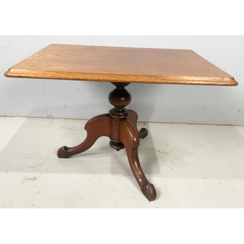 556 - RECTANGULAR TOP OCCASIONAL TABLE ON TRIPOD BASE POSSIBLY CUT DOWN 69cm x 50cm , 49cm TALL