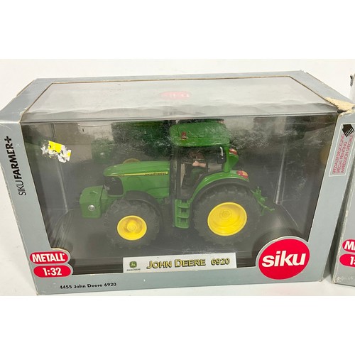 190 - SIKU, 2 BOXED TRACTORS, 4455 JOHN DEERE 6920, & 4454 MASSEY FERGUSON MF8270XTRA. PART OF THE SIKU FA... 