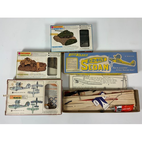 85 - PLASTIC MODEL KITS, AIRFIX 1:24 HURRICANE, REVELL MAYFLOWER, MATCHBOX WALRUS, SHERMAN FIREFLY, HUMBE... 