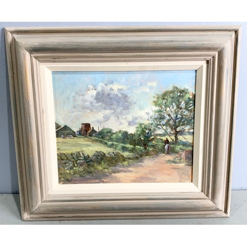 12 - OIL ON PANEL WITH SIGNATURE M PYRUS AND PASTEL INDISTINCTLY SIGNED WADDINGTON