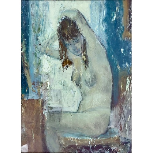 10 - FRAMED OIL ON BOARD DEPICTING A SITTING NUDE IN AN IMPRESSIONIST STYLE WITH NO APPARENT SIGNATURE. 3... 