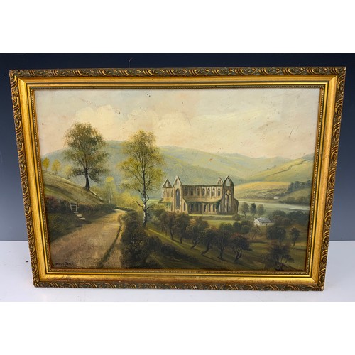 9 - OIL ON PANEL G WILLIS PRYCE DEPICTING TINTERN ABBEY 38cm x 27cm