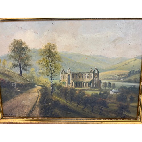 9 - OIL ON PANEL G WILLIS PRYCE DEPICTING TINTERN ABBEY 38cm x 27cm