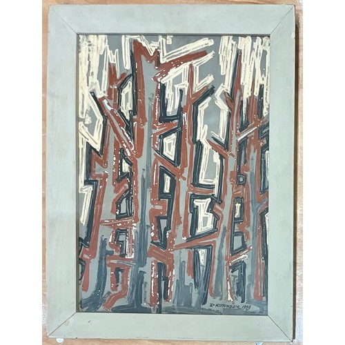 6 - ZELJKO KUJUNDZIC ORIGINAL SIGNED ‘DEAD FOREST’ ABSTRACT OIL ON BOARD. Approx. 54 x 37cm