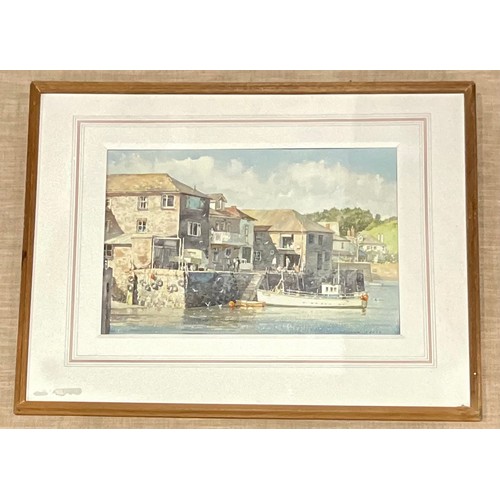 22 - DONALD GREIG (RSMA/FRSA) WATERCOLOUR OF ‘LATE SUMMER - THE QUAYS’ SALCOMBE. Approx. 50 x 33cm