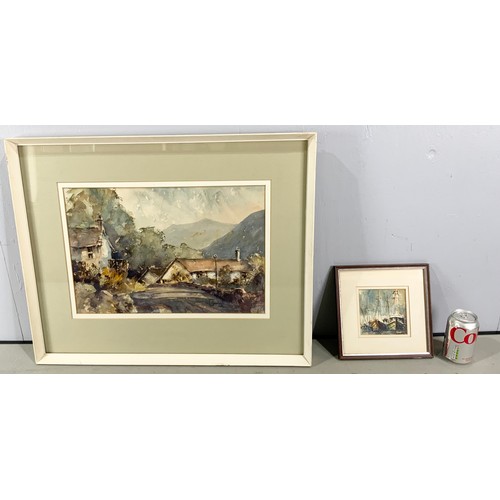 24 - JOAN RUSSELL (BRITISH 20TH CENTURY) WATERCOLOUR DEPICTING BRAITHWAITE CUMBERLAND TOGETHER WITH A SMA... 