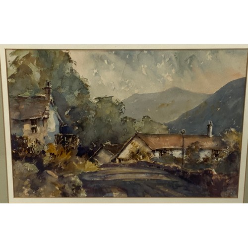 24 - JOAN RUSSELL (BRITISH 20TH CENTURY) WATERCOLOUR DEPICTING BRAITHWAITE CUMBERLAND TOGETHER WITH A SMA... 