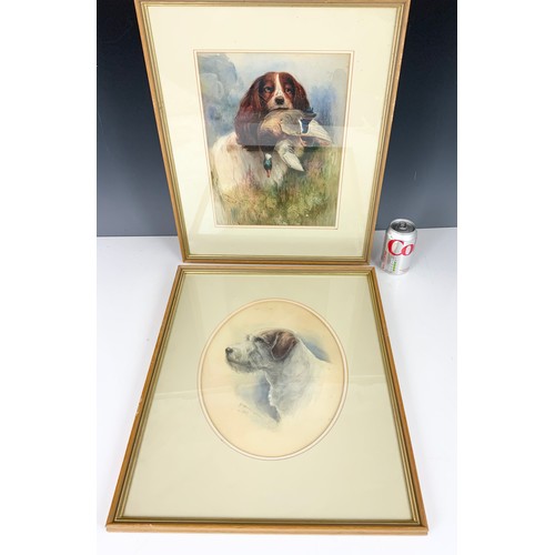 27 - 2  1930’s WATERCOLOUR PAINTINGS OF DOGS SIGNED EDWARD W BALL