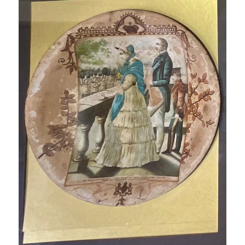 53 - A RAPHAEL TUCK DISPLAY PLATE, SHOWING QUEEN VICTORIA BIDDING ADIEU TO THE GUARDS GOING OUT TO THE CR... 