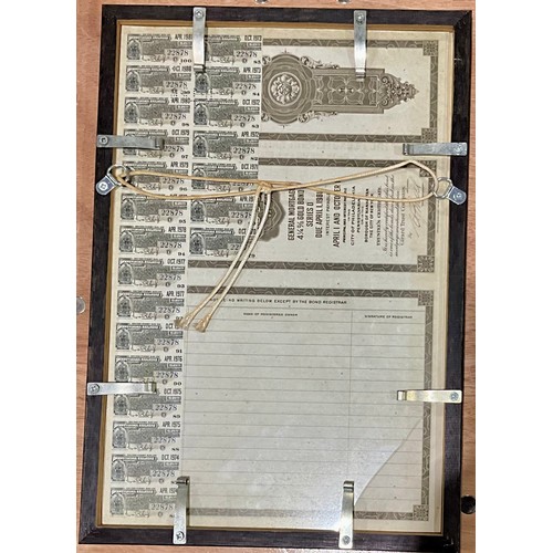 50 - FRAMED WATERCOLOUR OXLEY PARK GOLF CLUB, RAILWAY BONDS, 19TH CENTURY SIGNED ETCHING AND 19TH CENTURY... 