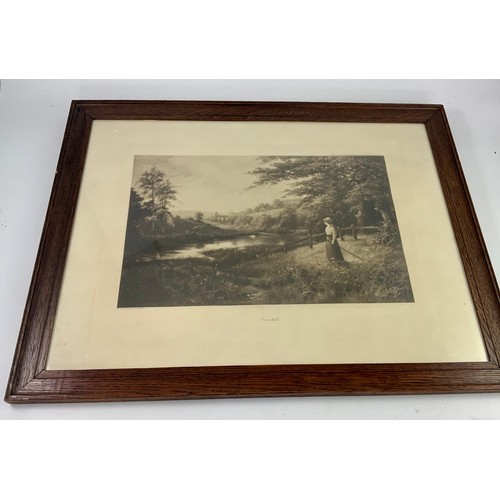 73 - A PAIR OF SEPIA TONED VICTORIAN E.H. MARTEN PRINTS 'MORNING' AND 'EVENTIDE' Approx. 79 x 62cm Overal... 