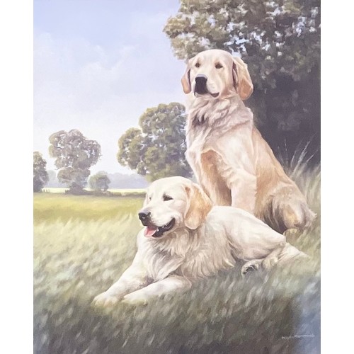 75 - PAIR OF NIGEL HEMMINGS LIMITED EDITION DOG PRINTS. GOLDEN DAYS #488/850 AND AUTUMN GOLD #147/750 BOT... 