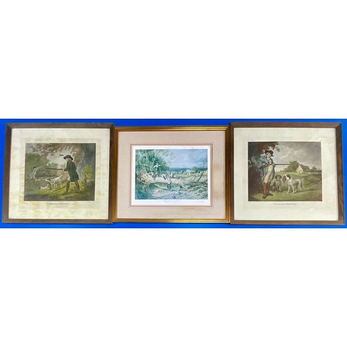 82 - TWO FRAMED PRINTS AFTER GEORGE MORLAND ‘PHEASANT SHOOTING’ AND ‘PARTRIDGE SHOOTING’ T/W NUMBERED BIR... 