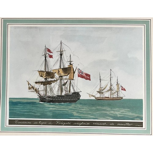 91 - THREE FRAMED SHIP PRINTS: APPROACHING SAFE HARBOUR: THE AMERICAN FRIGATES RETURN C.1920 BRITANNIAS P... 