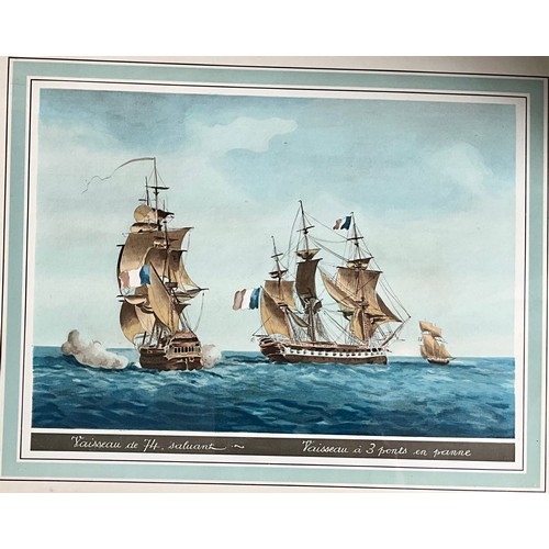 91 - THREE FRAMED SHIP PRINTS: APPROACHING SAFE HARBOUR: THE AMERICAN FRIGATES RETURN C.1920 BRITANNIAS P... 