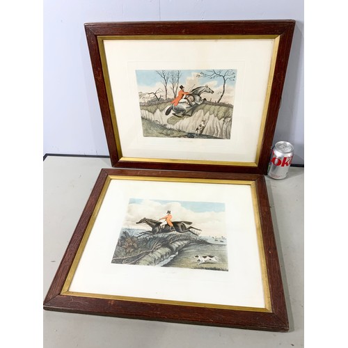 93 - SET OF 4 HUNTING PRINTS IN OAK FRAMES WITH A SET OF 4 HUNTSMAN PRINTS FRAMED