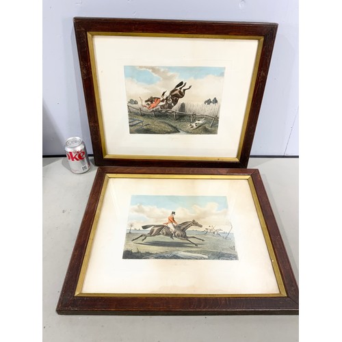 93 - SET OF 4 HUNTING PRINTS IN OAK FRAMES WITH A SET OF 4 HUNTSMAN PRINTS FRAMED