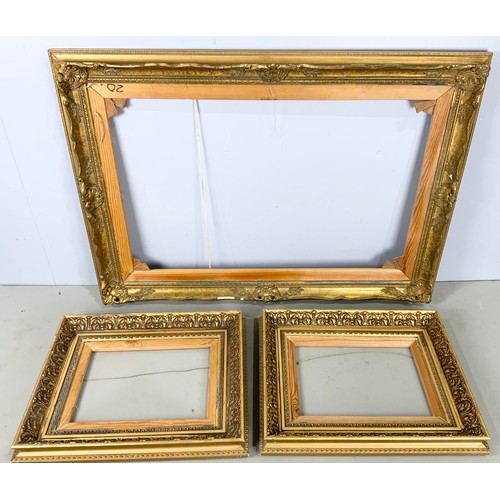 96 - 3 DECORATIVE GILT  PICTURE / MIRROR FRAMES LARGEST 106cm x 75cm