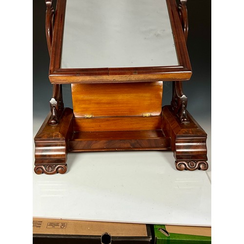 104 - LARGE DRESSING TABLE MIRROR WITH LIDDED COMPARTMENT AND SECRET DRAWERS IN LEGS