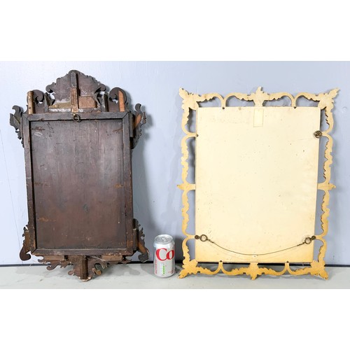 99 - CHIPPENDALE STYLE FRET FRAME MIRROR AND A GILT FRAMED MIRROR