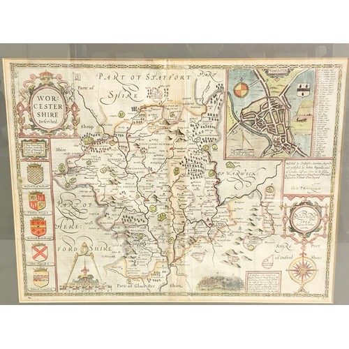 108 - FRAMED JOHN SPEEDE MAP WORCESTERSHIRE