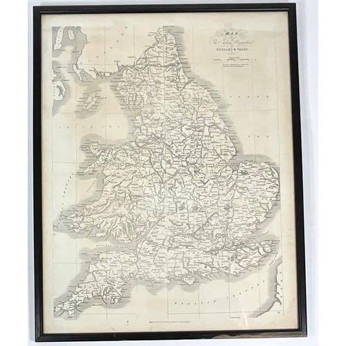 115 - ANTIQUE FRAMED MAPS - INLAND NAVIGATION ENGLAND AND WALES BY JAMES BINGLEY C.1830’S AND POLITICAL MA... 