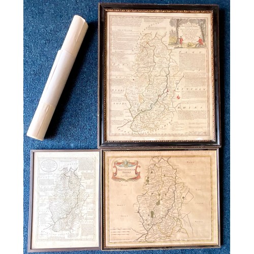 111 - MISC. FRAMED AND OTHER MAPS INCLUDING ROBERT MORDEN NOTTINGHAMSHIRE, EMAN. BOWEN NOTTINGHAMSHIRE, BO... 