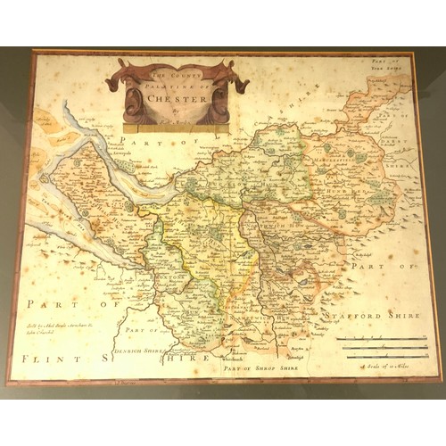 110 - FRAMED ROBERT MORDAN  MAP OF THE COUNTY PALATINE OF CHESTER  41cm x 34cm