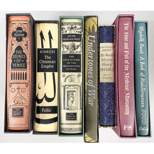 128 - 15 FOLIO SOCIETY BOOKS INC JOHN RUSKIN. THE STONES OF VENICE, THE CIVILISATION OF THE RENAISSANCE IN... 