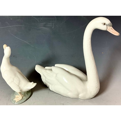 152 - LLADRO SWAN AND NAO DUCK FIGURES