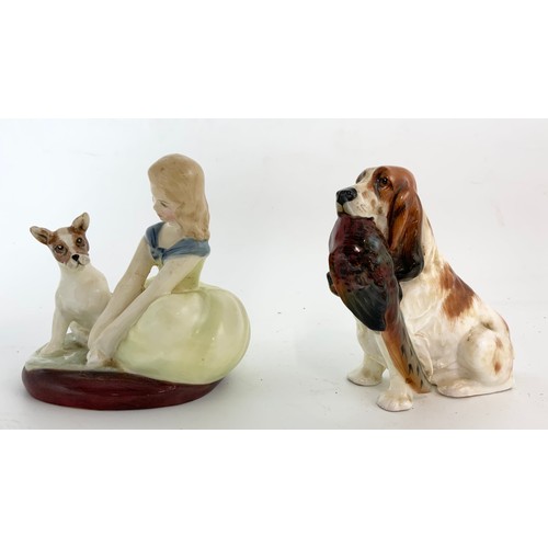 164 - ROYAL DOULTON FIGURE – GOLDEN DAYS TOGETHER WITH ROYAL DOULTON SPANIEL AND PHEASANT WITH ADDERLEY & ... 