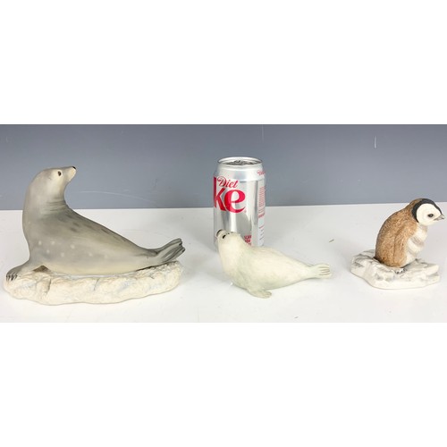 155 - BOEHM PORCELAIN MODELS OF A SEAL , A  SEAL PUP & A PENGUIN CHICK (SECONDS)